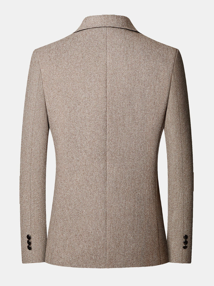 Herr Rutmönstrad Ullkavaj - Klassisk Blazer med Urringning