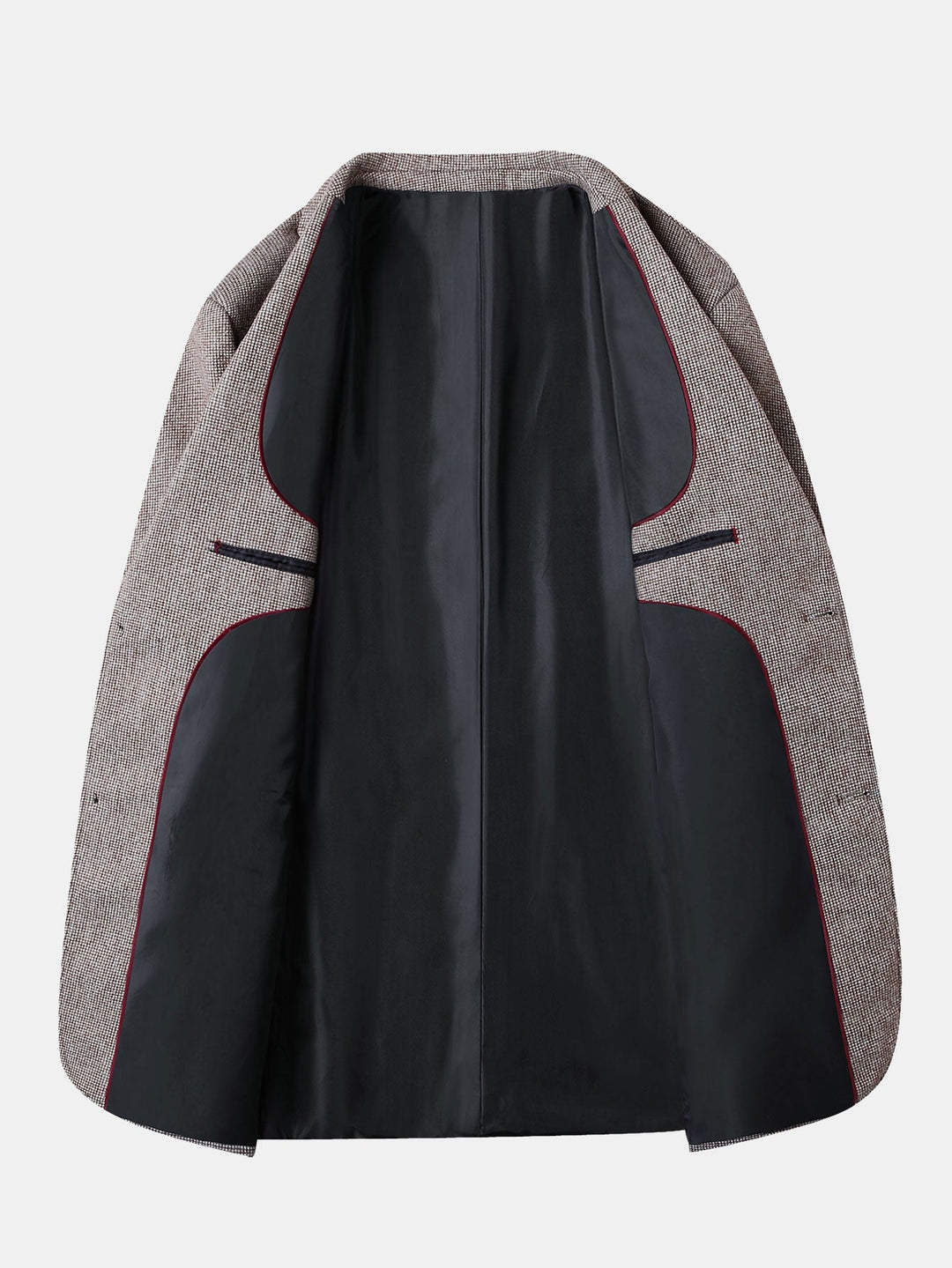 Herr Rutmönstrad Ullkavaj - Klassisk Blazer med Urringning