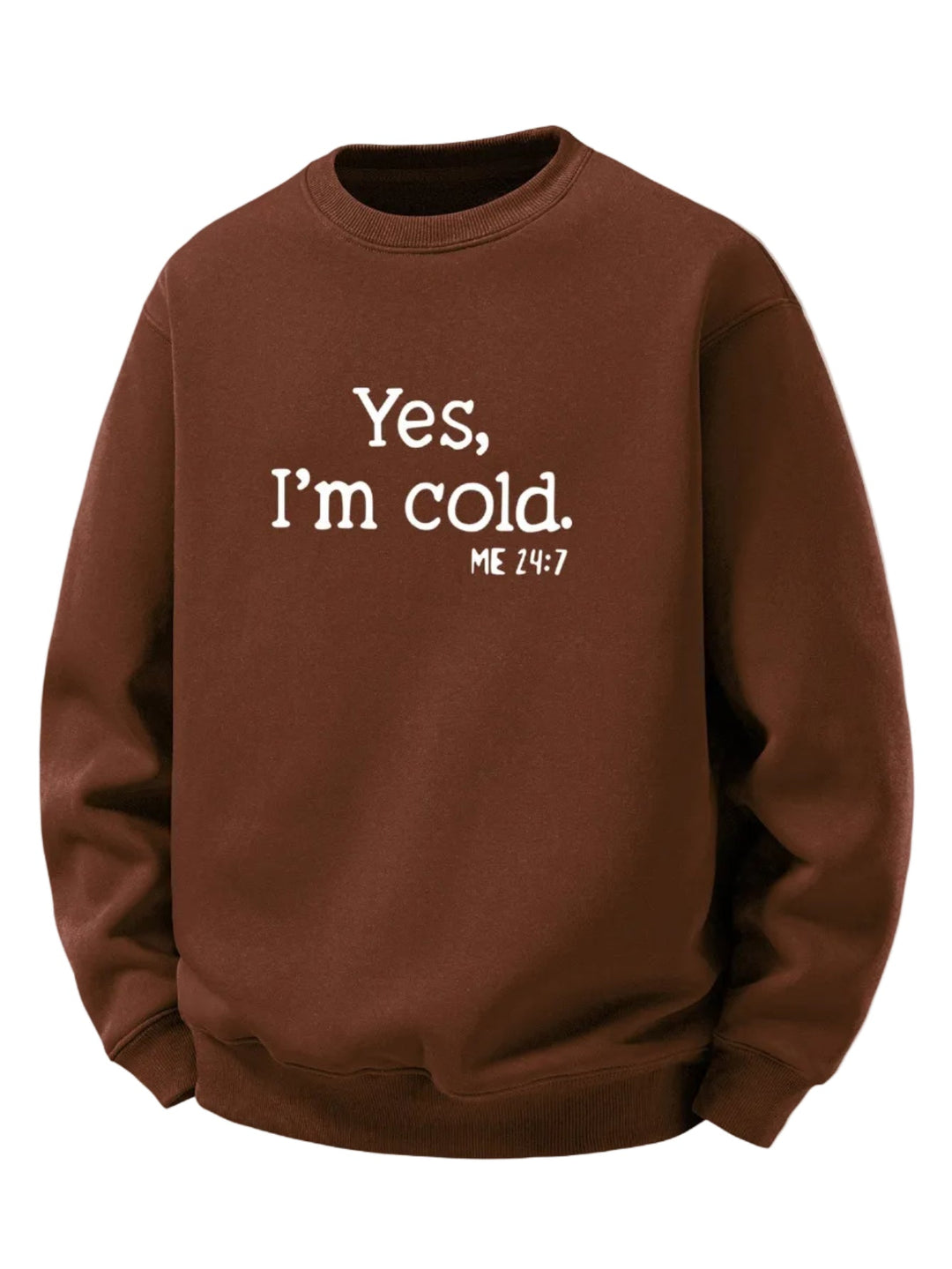 Herr Sherpa Fleece Sweatshirt – Mysig Varm Crew Neck Pullover - Brun