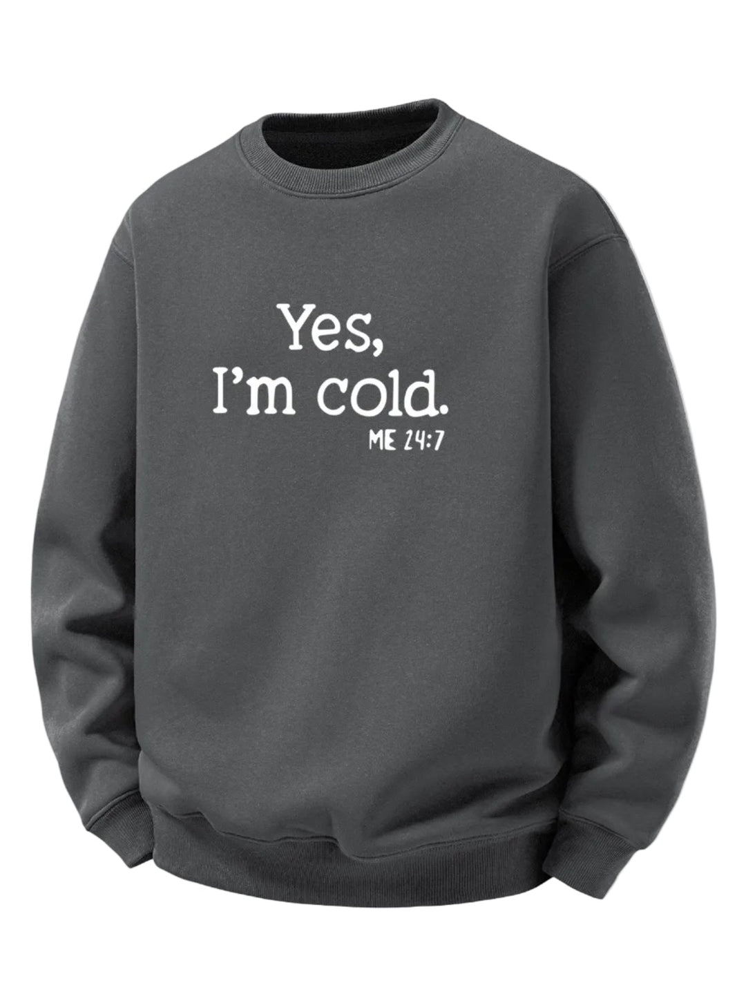 Herr Sherpa Fleece Sweatshirt – Mysig Varm Crew Neck Pullover - Grå