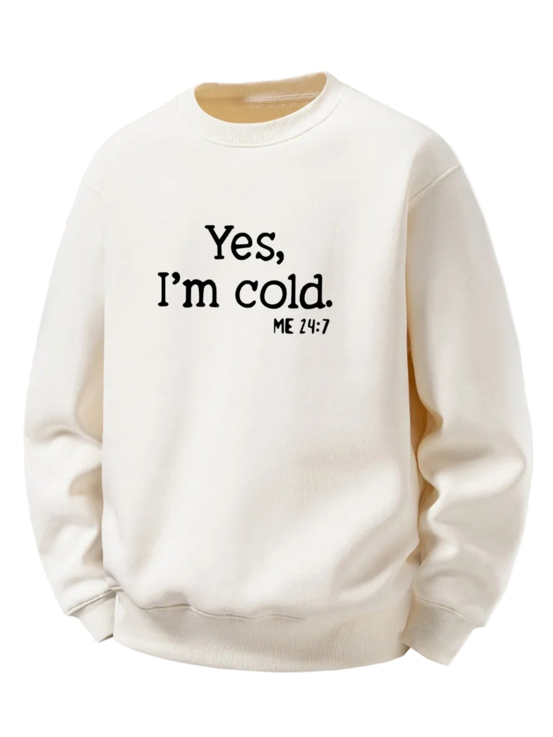 Herr Sherpa Fleece Sweatshirt – Mysig Varm Crew Neck Pullover - Kräm