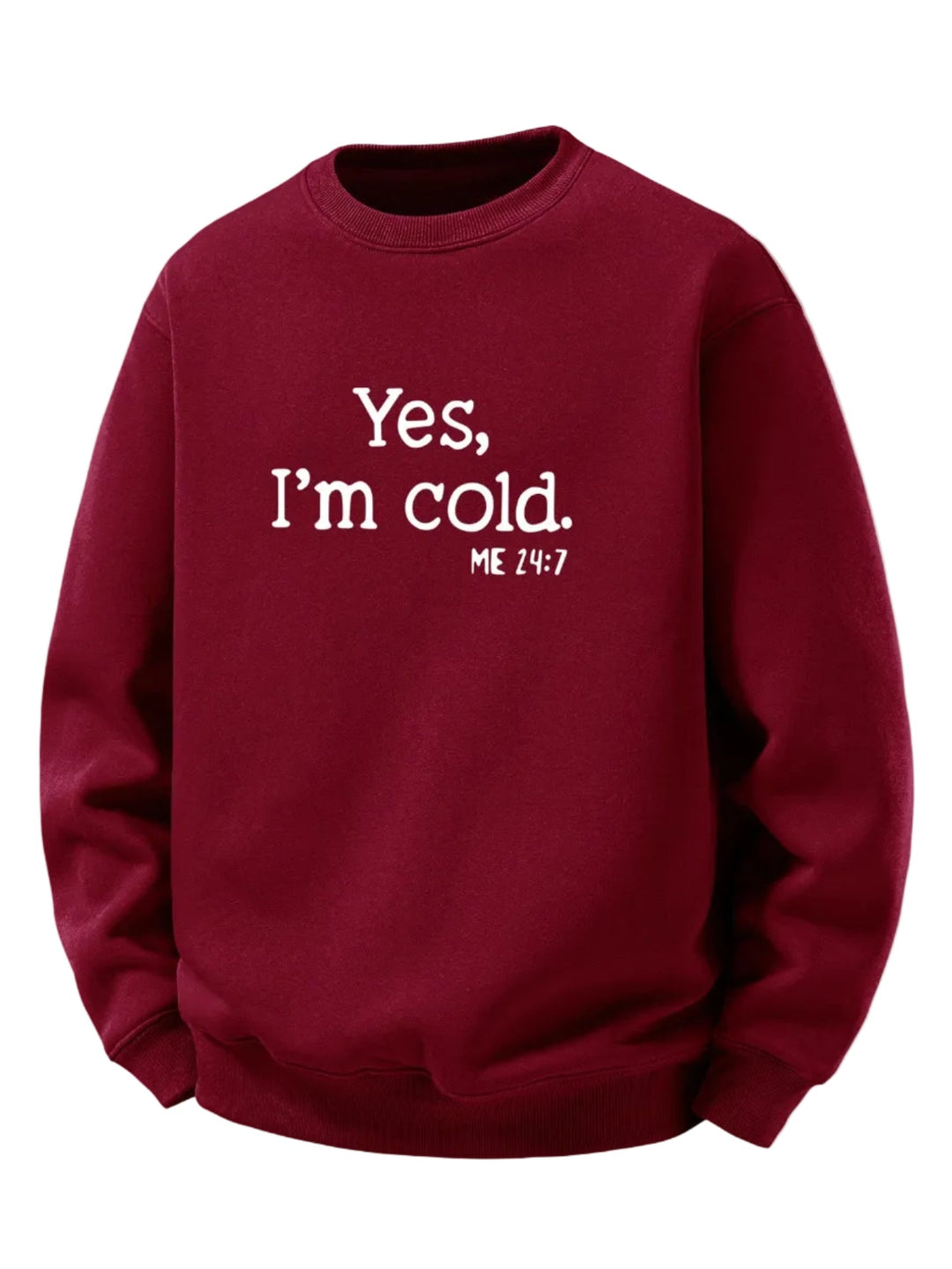 Herr Sherpa Fleece Sweatshirt – Mysig Varm Crew Neck Pullover - Vinröd