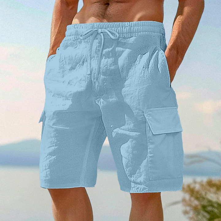 Herr Shorts Casual Sommar - Bekväm Passform - Blå
