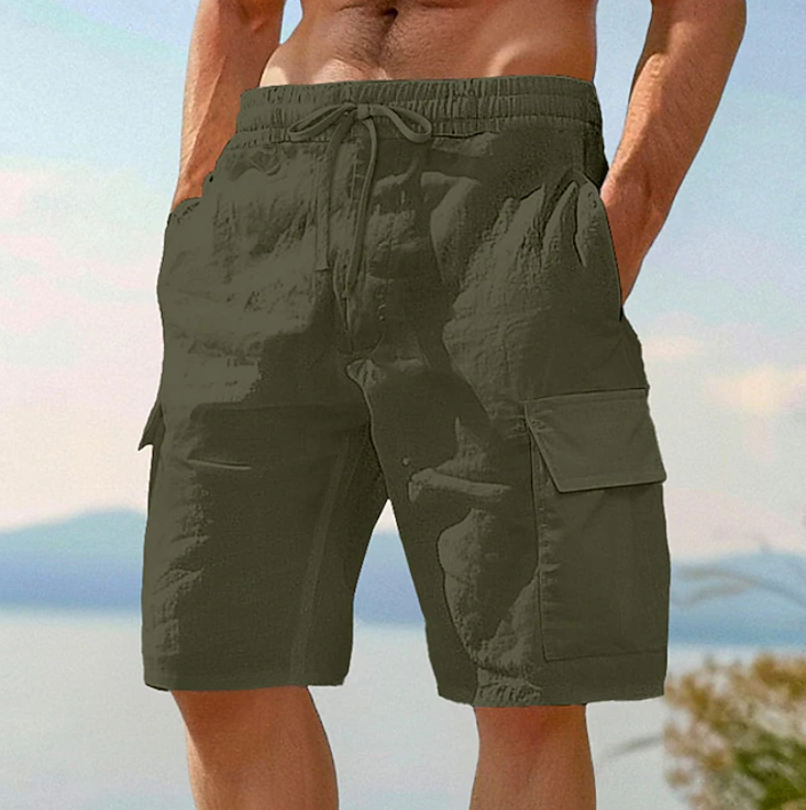Herr Shorts Casual Sommar - Bekväm Passform - Grön
