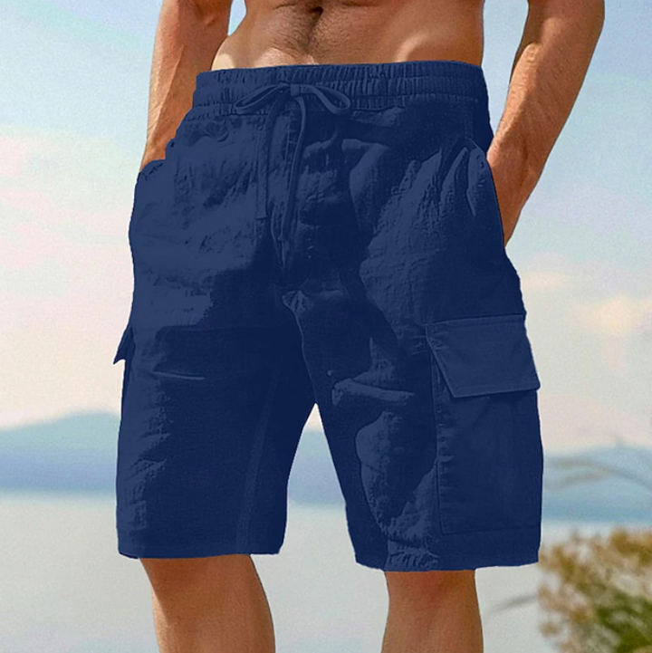 Herr Shorts Casual Sommar - Bekväm Passform - Marinblå