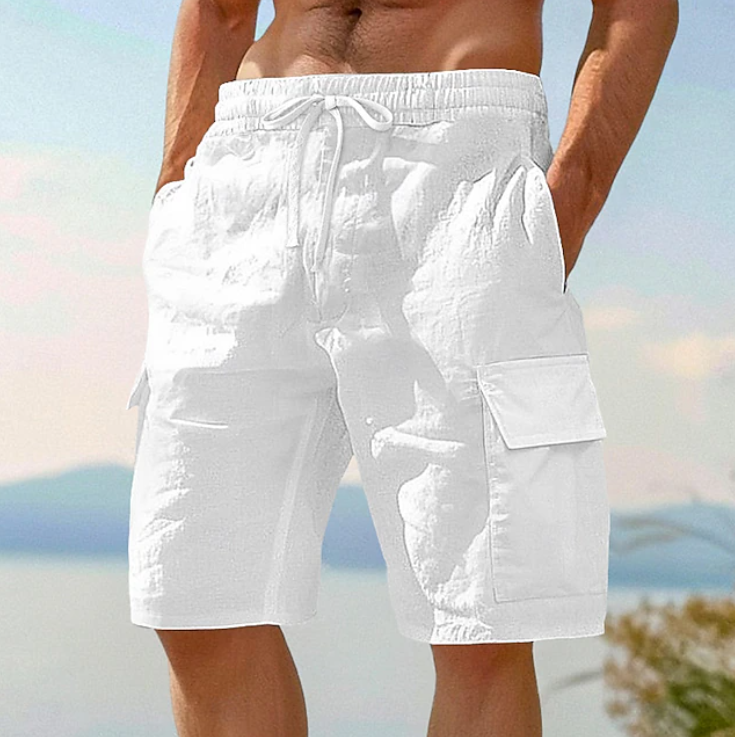 Herr Shorts Casual Sommar - Bekväm Passform - Vit
