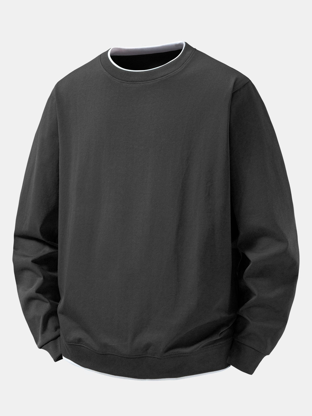 Herr Skiktad Crew Neck Sweatshirt – Klassisk Passform - Grå