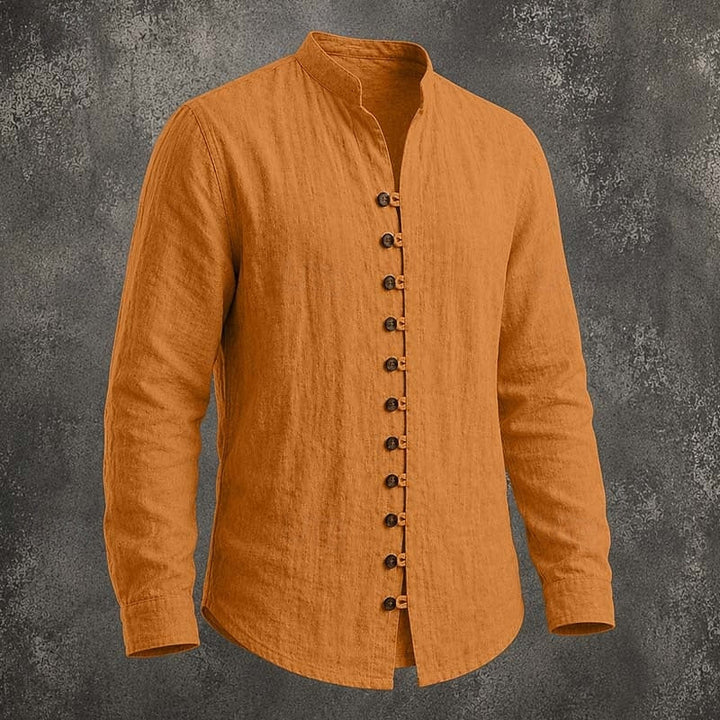 Herr Skjorta med Stehkrage in orange, Klassisk Casual Stil