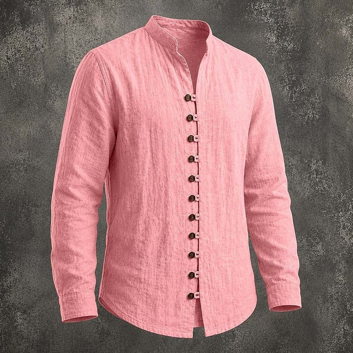 Herr Skjorta med Stehkrage in rosa, Klassisk Casual Stil