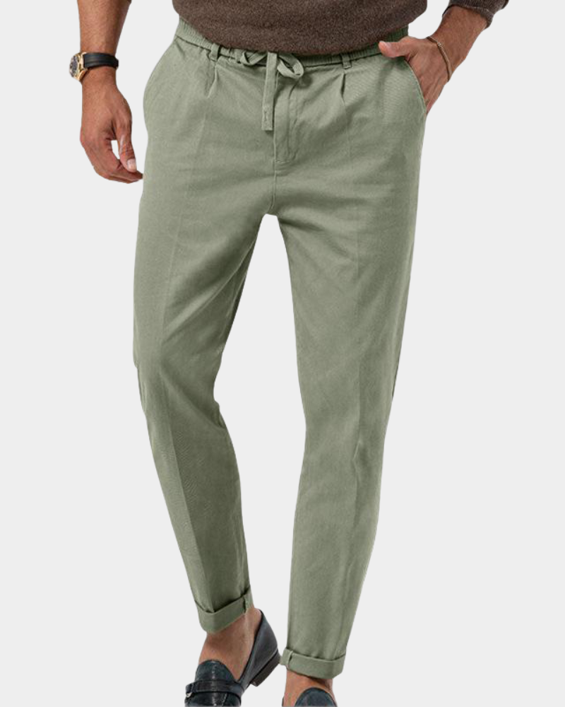 Herr Slim-Fit Bundfältbyxor - Klassisk elegans - Grön