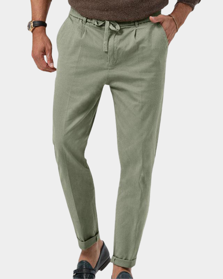 Herr Slim-Fit Bundfältbyxor - Klassisk elegans - Grön