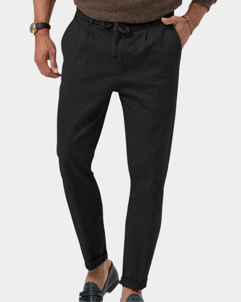 Herr Slim-Fit Bundfältbyxor - Klassisk elegans - Svart