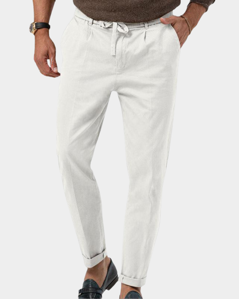 Herr Slim-Fit Bundfältbyxor - Klassisk elegans - Vit