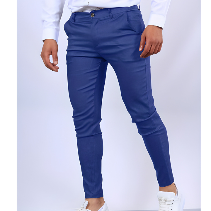 Herr Slim Fit Byxor - Formell &amp; Casual - Marinblå