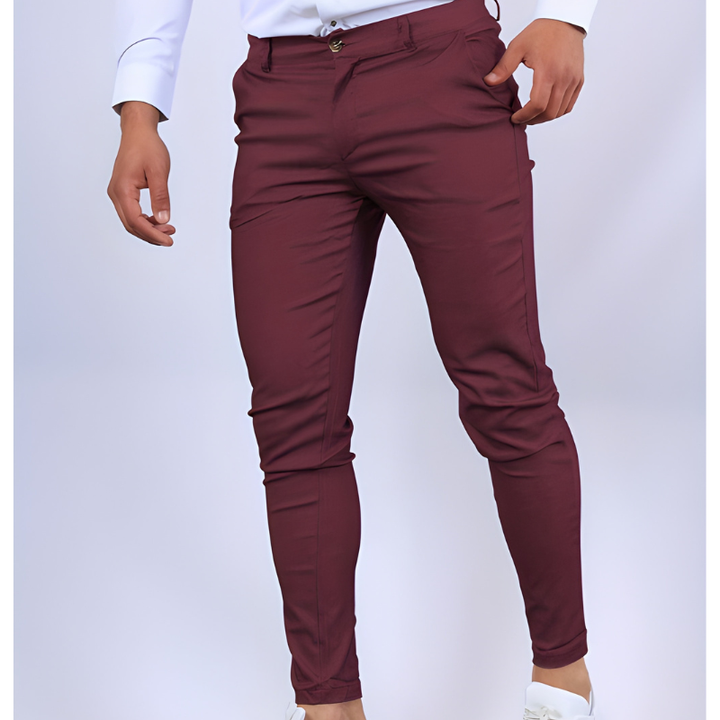 Herr Slim Fit Byxor - Formell &amp; Casual - Röd