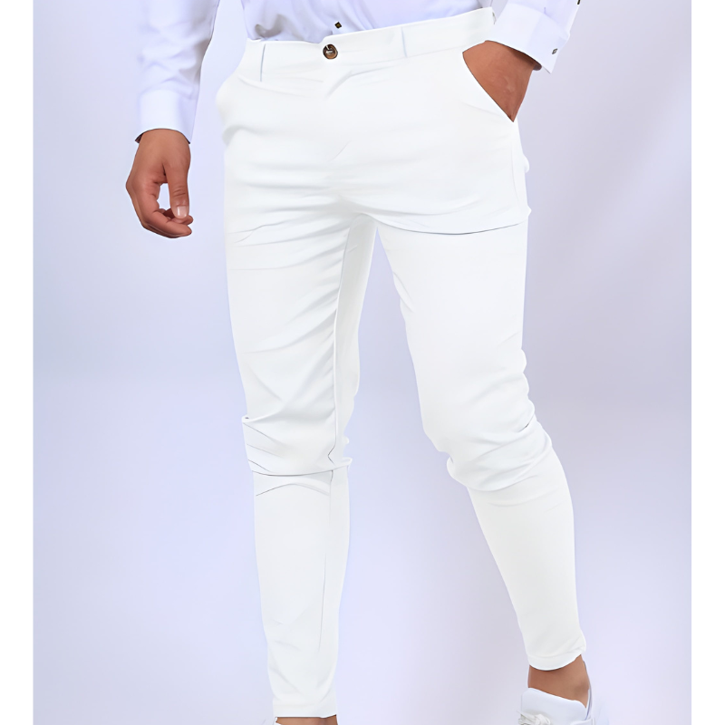 Herr Slim Fit Byxor - Formell &amp; Casual - Vit