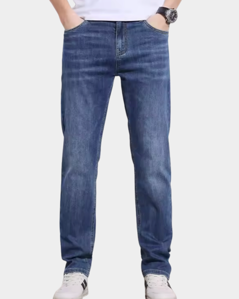 Herr Slim Fit Jeans - Moderna Smalare Sömmar - Marinblå