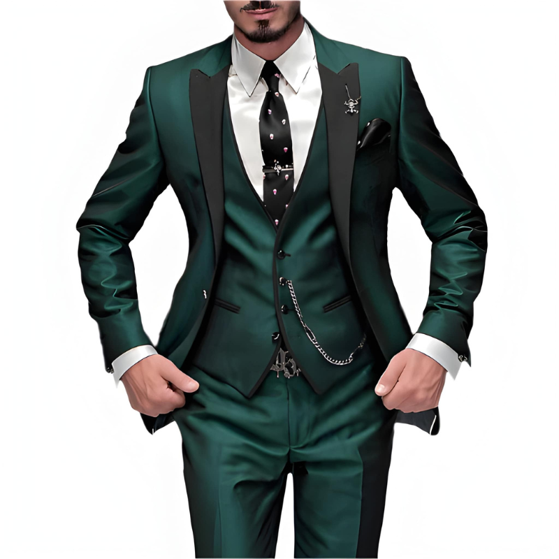 Herr Slim Fit Kostym - 3-delad Formell Set - Grön