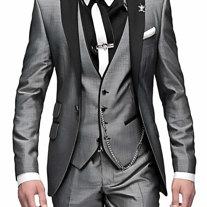 Herr Slim Fit Kostym - 3-delad Formell Set - Grå