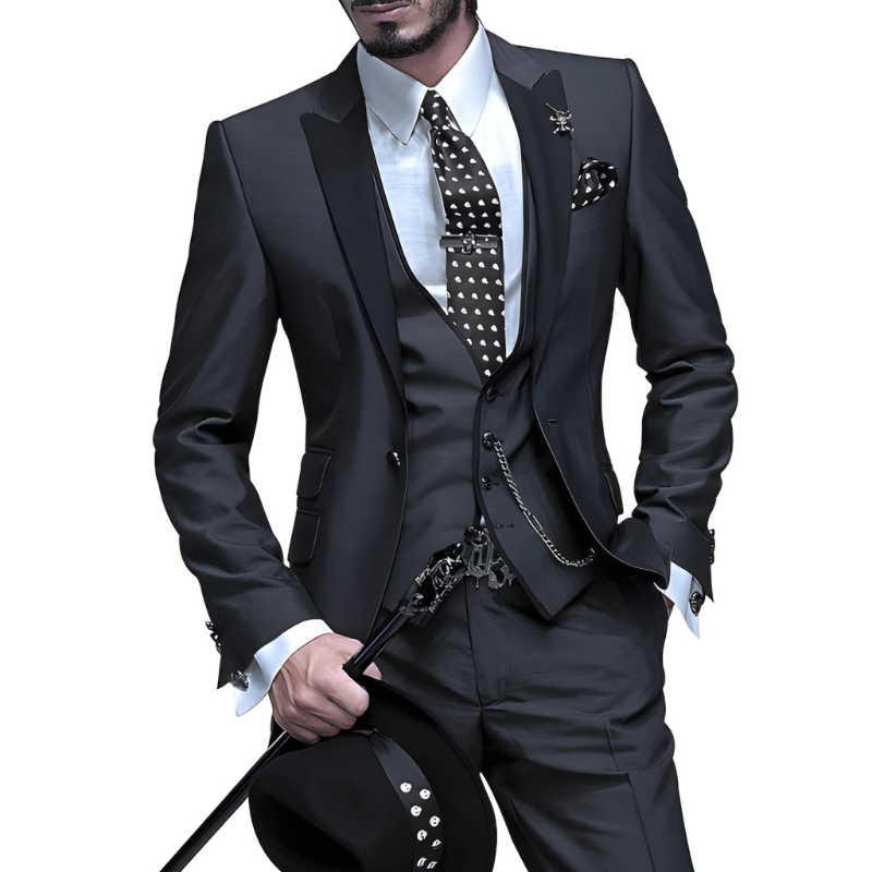 Herr Slim Fit Kostym - 3-delad Formell Set - Svart