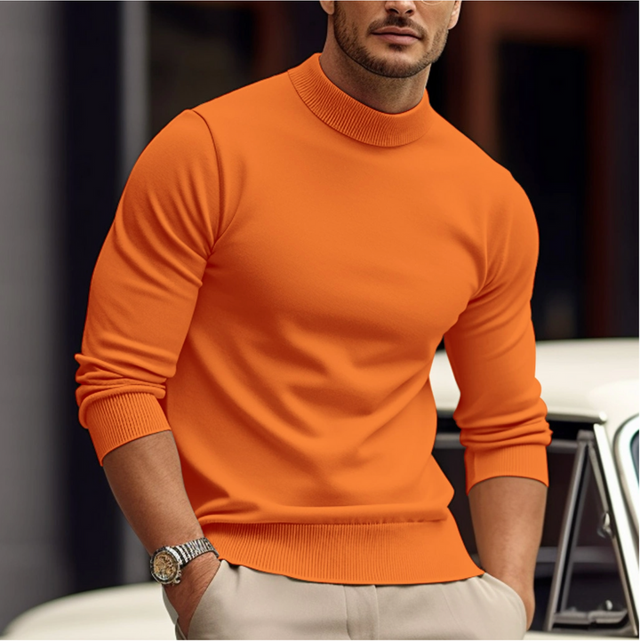 Herr Slim Fit Stickad Tröja - Hög Krage Modern Design
