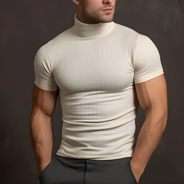 Herr Slim Fit T-Shirt med Colkrage - Casual Stil - Aprikos