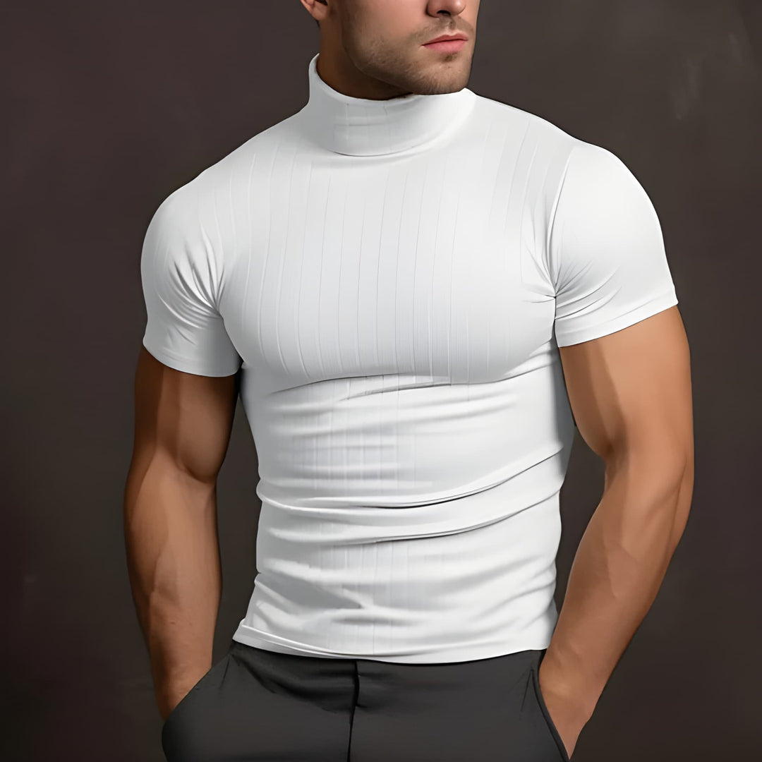 Herr Slim Fit T-Shirt med Colkrage - Casual Stil - Vit