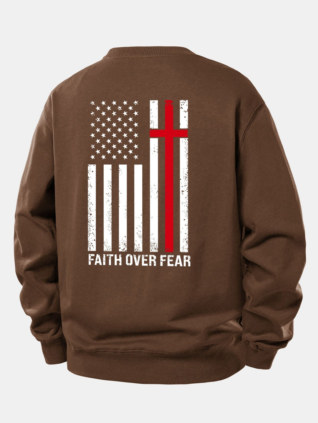 Herr Slogan Sweatshirt in brun, Relaxad Passform Crew Neck