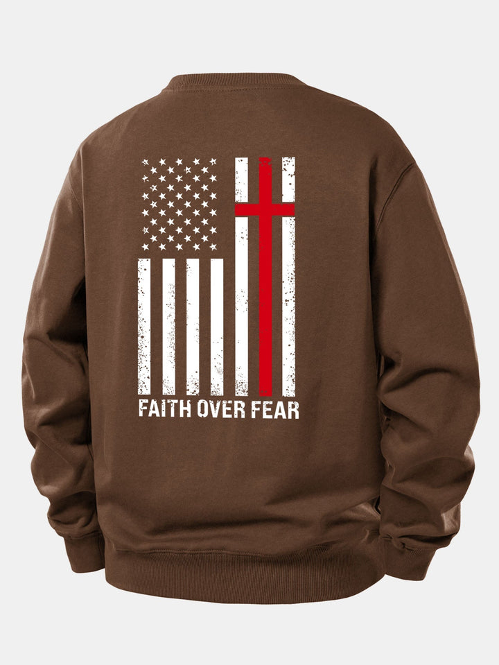Herr Slogan Sweatshirt in brun, Relaxad Passform Crew Neck