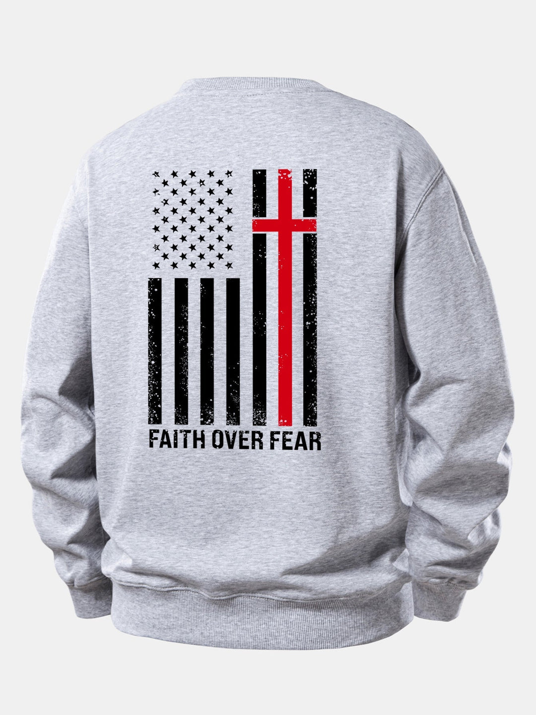 Herr Slogan Sweatshirt in grå, Relaxad Passform Crew Neck
