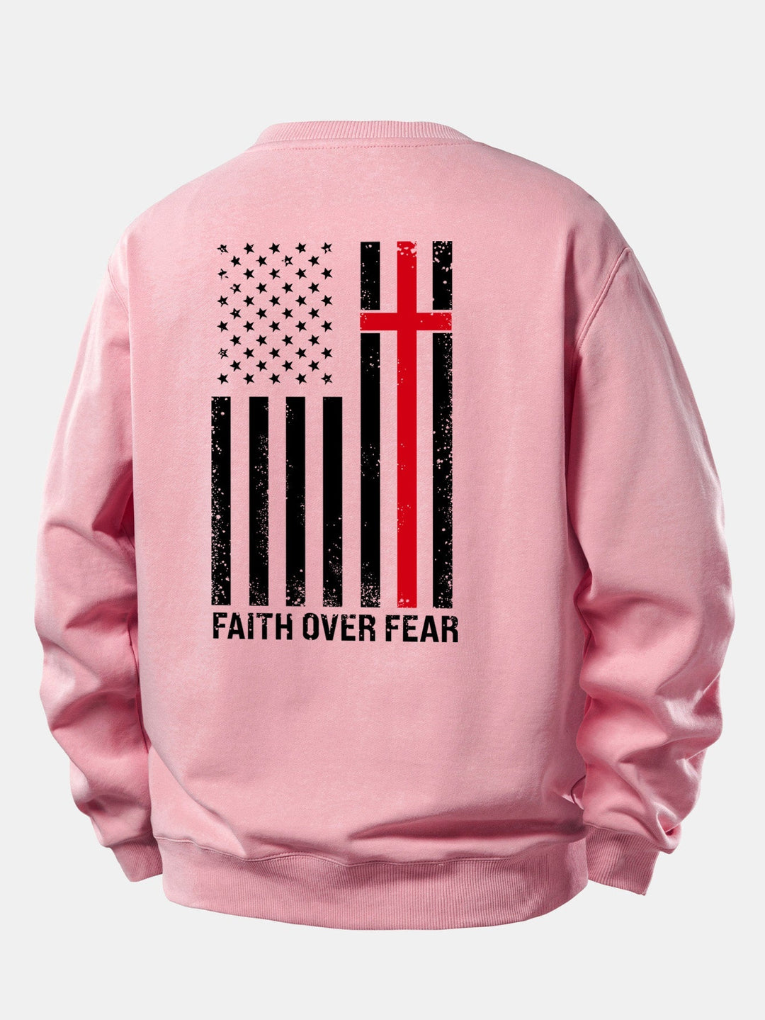 Herr Slogan Sweatshirt in ljusrosa, Relaxad Passform Crew Neck