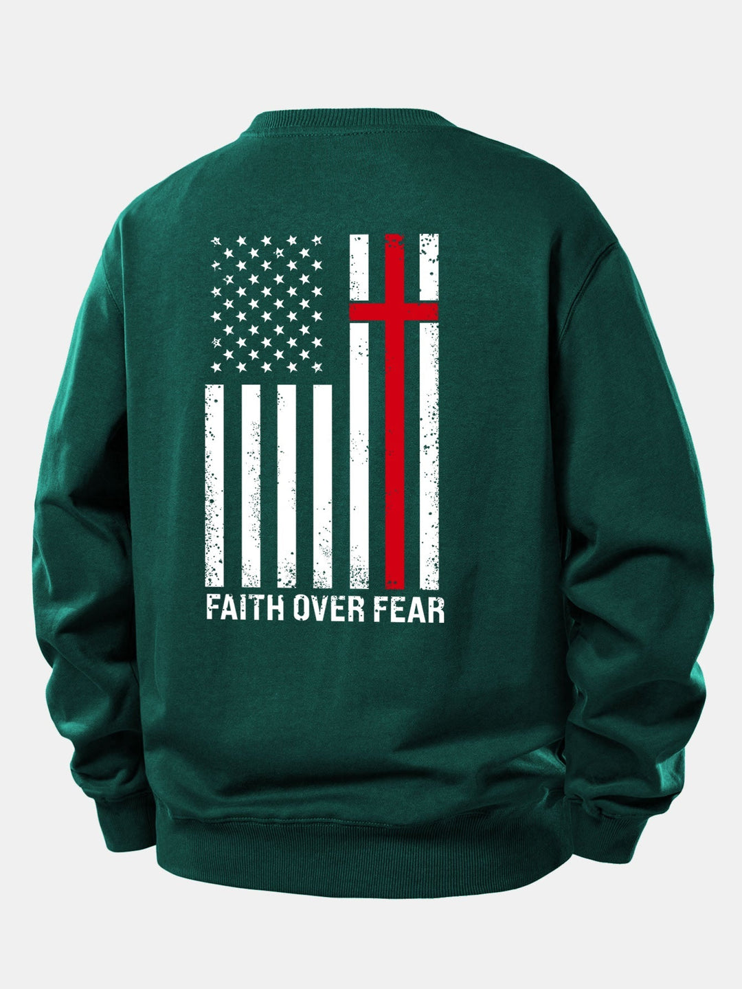 Herr Slogan Sweatshirt in mörkgrön, Relaxad Passform Crew Neck