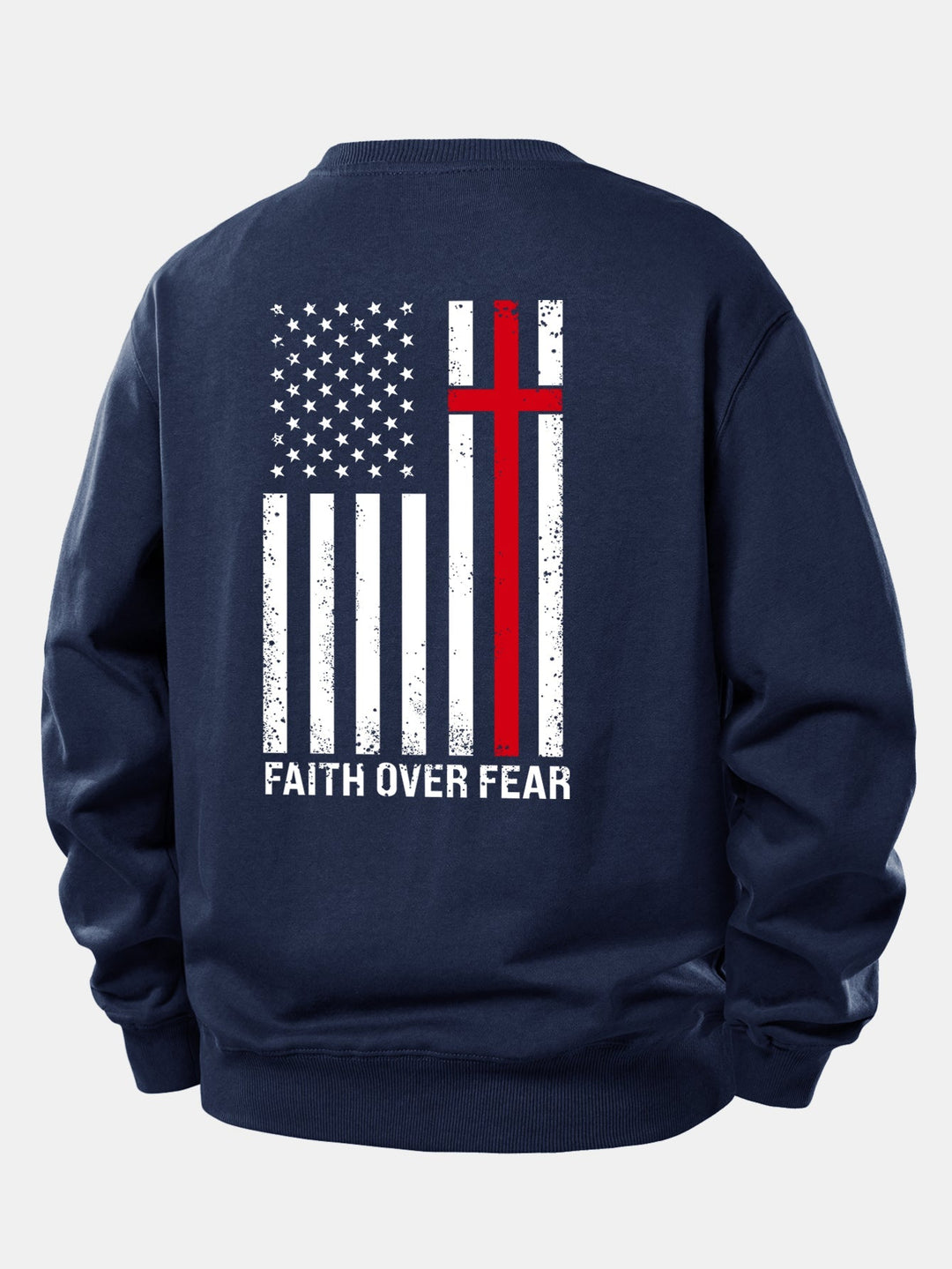 Herr Slogan Sweatshirt in marinblå, Relaxad Passform Crew Neck