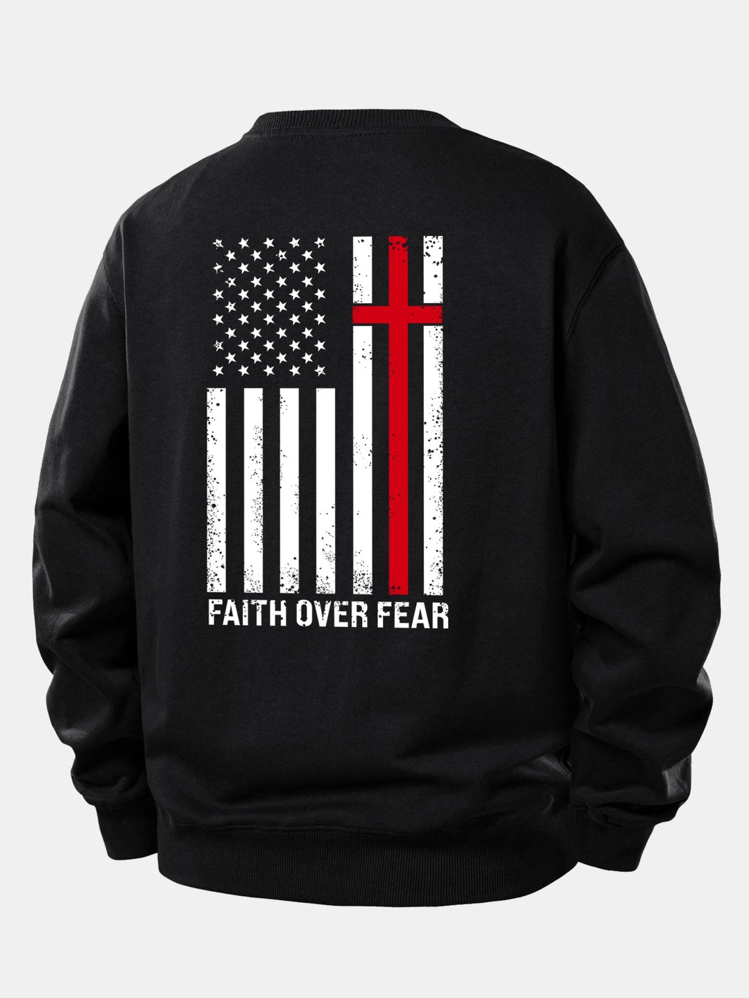 Herr Slogan Sweatshirt in svart, Relaxad Passform Crew Neck