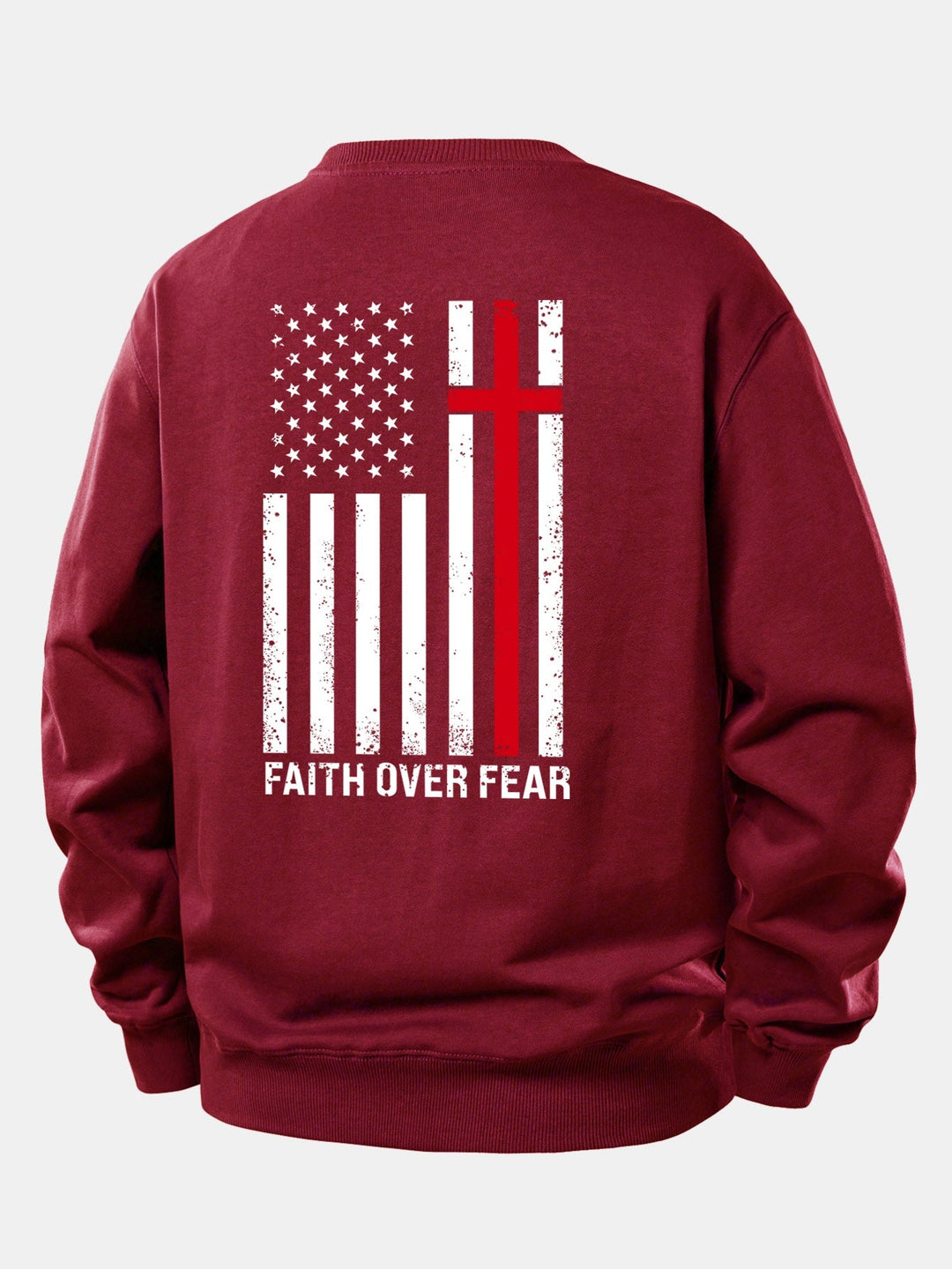 Herr Slogan Sweatshirt in vinröd, Relaxad Passform Crew Neck