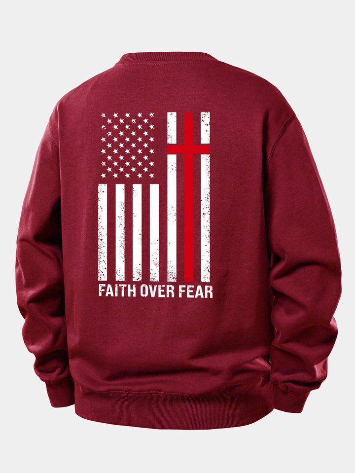 Herr Slogan Sweatshirt in vinröd, Relaxad Passform Crew Neck