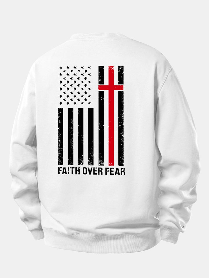Herr Slogan Sweatshirt in vit, Relaxad Passform Crew Neck