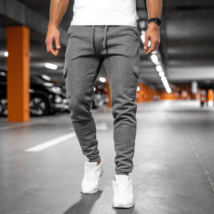 Herr Sportbroek Stretchy Stof - Casual Passform - Mörkgrå