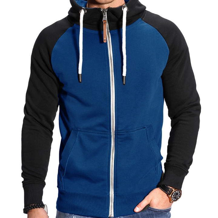 Herr Sportiv Hoodie med Dragkedja - Bekväm &amp; Casual - Blå