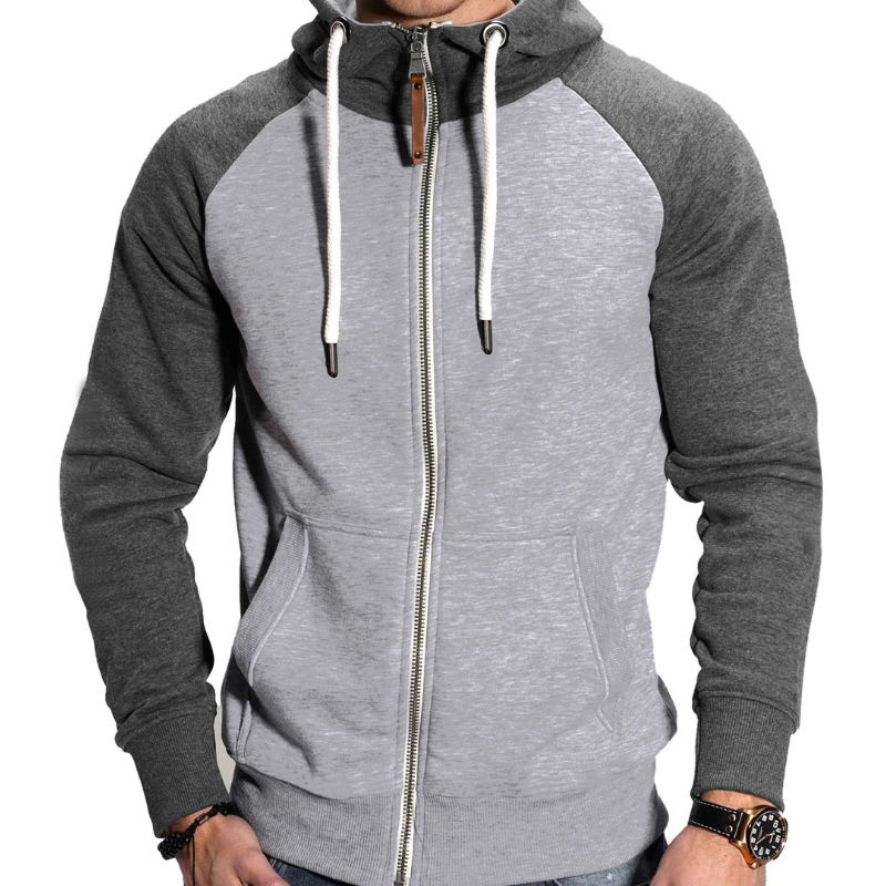 Herr Sportiv Hoodie med Dragkedja - Bekväm &amp; Casual - Grå