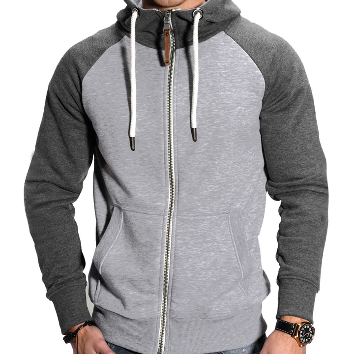 Herr Sportiv Hoodie med Dragkedja - Bekväm &amp; Casual - Grå
