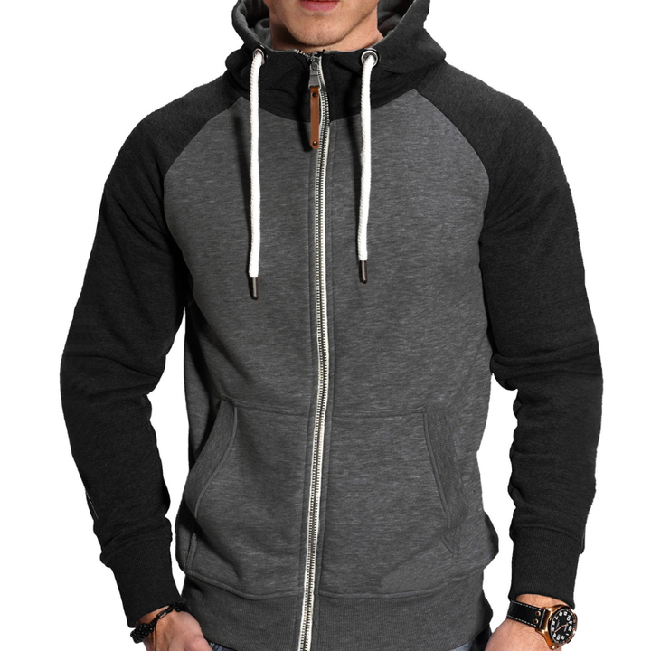 Herr Sportiv Hoodie med Dragkedja - Bekväm &amp; Casual - Mörkgrå