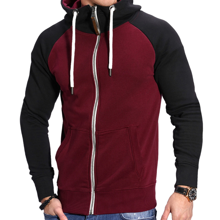 Herr Sportiv Hoodie med Dragkedja - Bekväm &amp; Casual - Röd