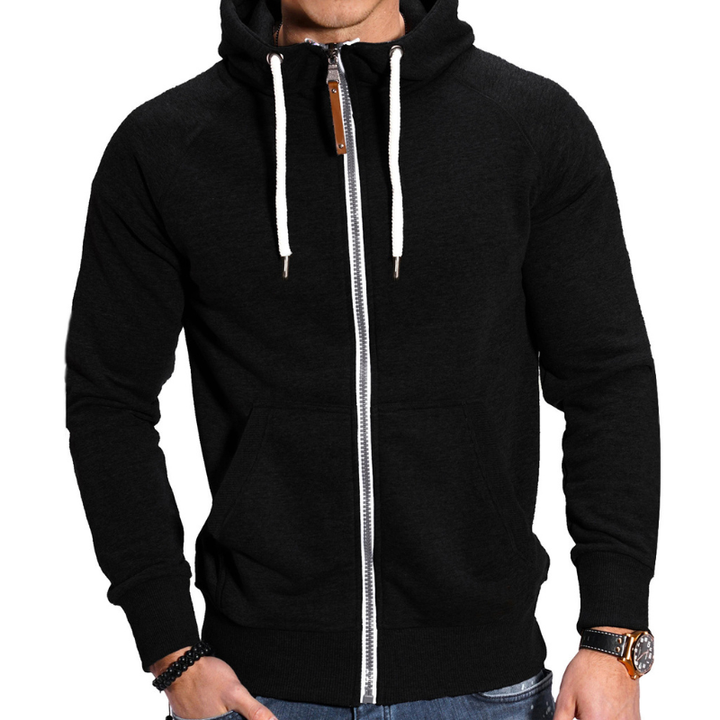 Herr Sportiv Hoodie med Dragkedja - Bekväm &amp; Casual - Svart 2