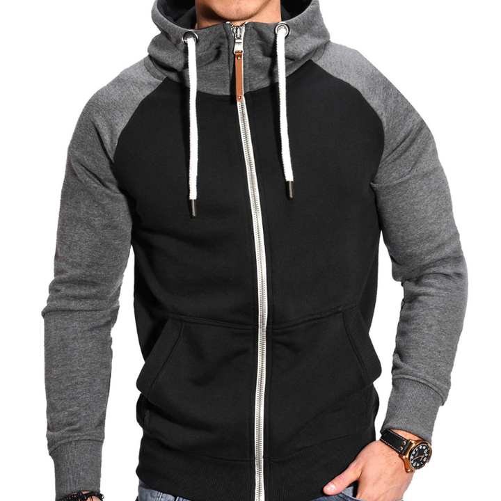 Herr Sportiv Hoodie med Dragkedja - Bekväm &amp; Casual - Svart
