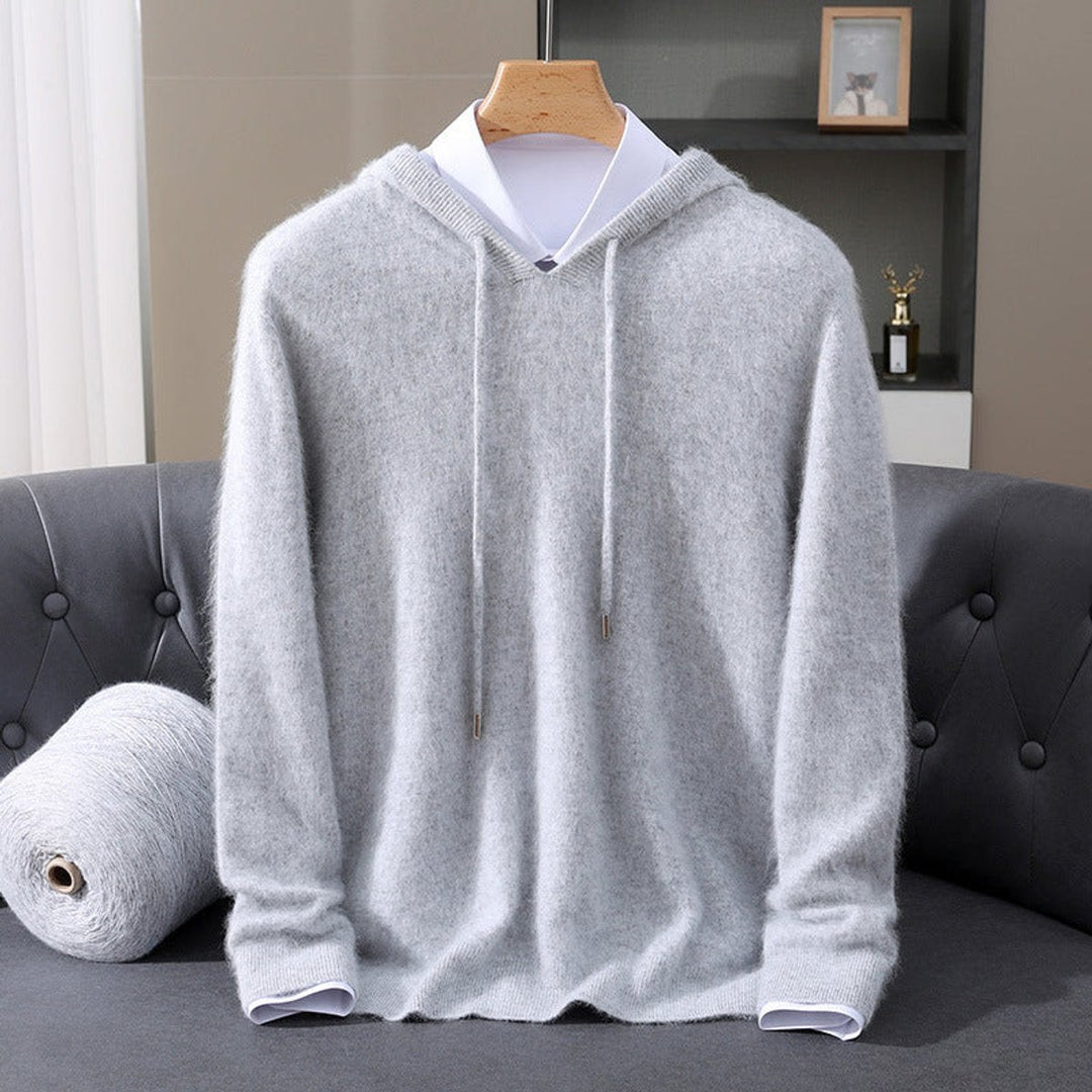 Herr Stickad Huva Pullover Tröja in grå, Klassisk Stil