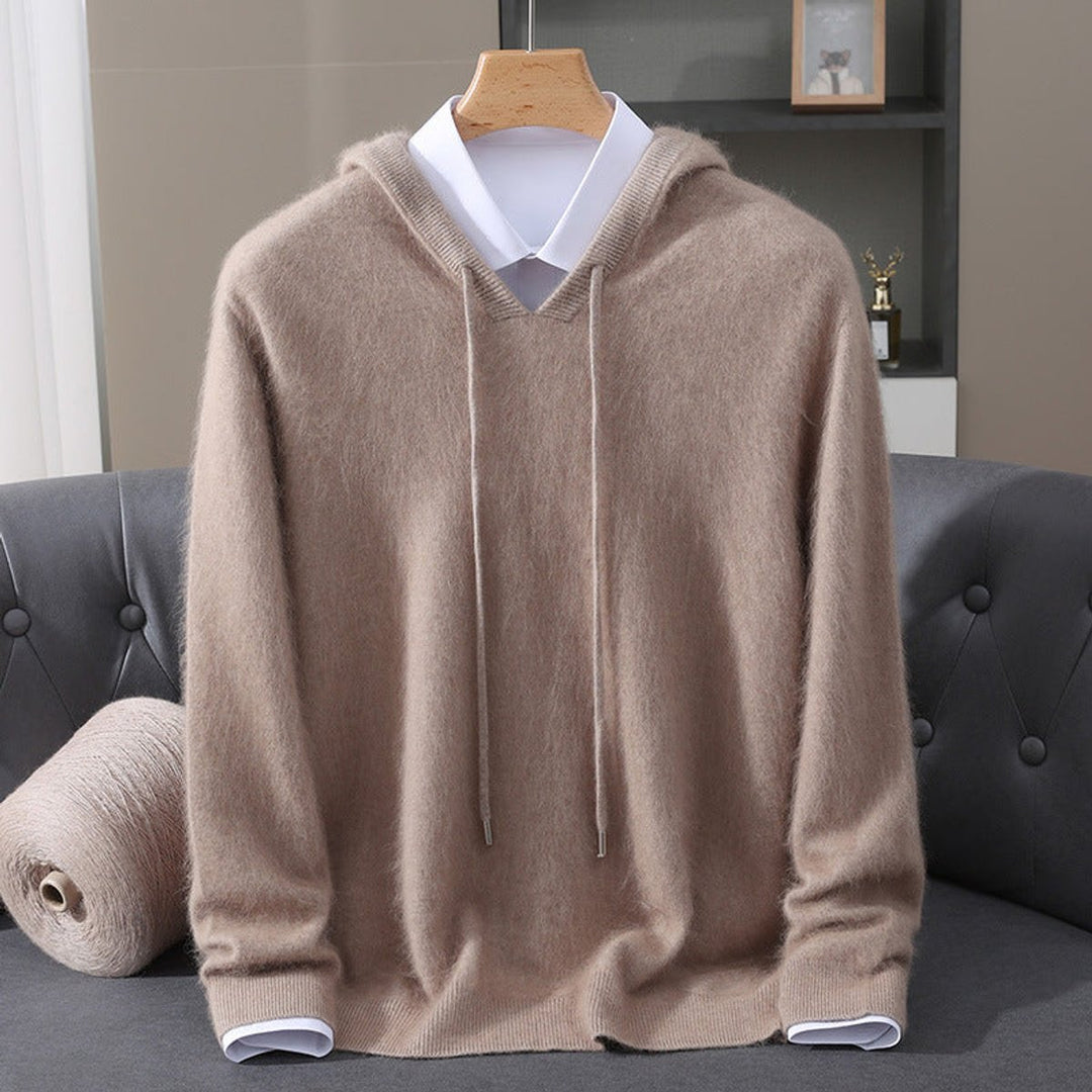 Herr Stickad Huva Pullover Tröja in kamel, Klassisk Stil