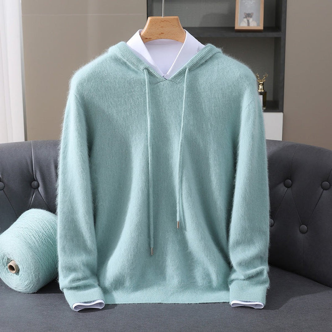 Herr Stickad Huva Pullover Tröja in teal, Klassisk Stil