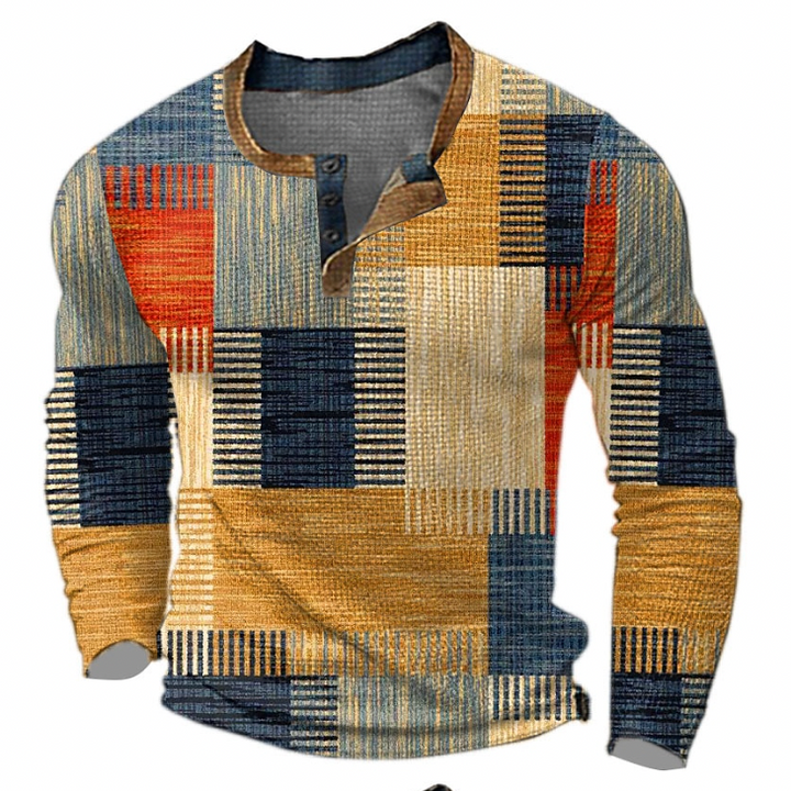 Herr Stickad Tröja - Klassisk Stil och Bekväm Värme - Orange