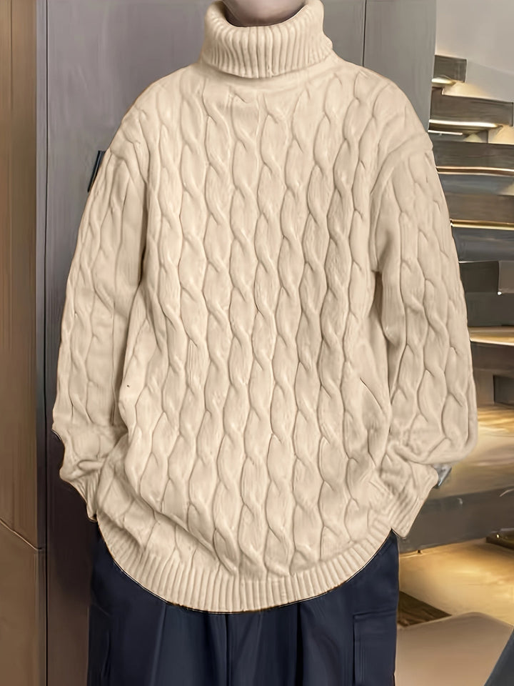 Herr Stickad Tröja - Oversized Stretch Komfort - Guld